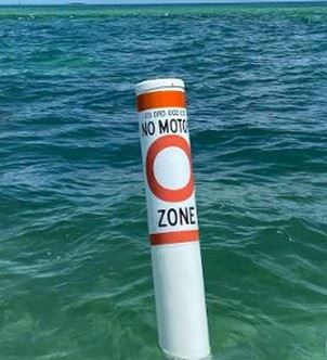 No Motor Zone buoy in the water