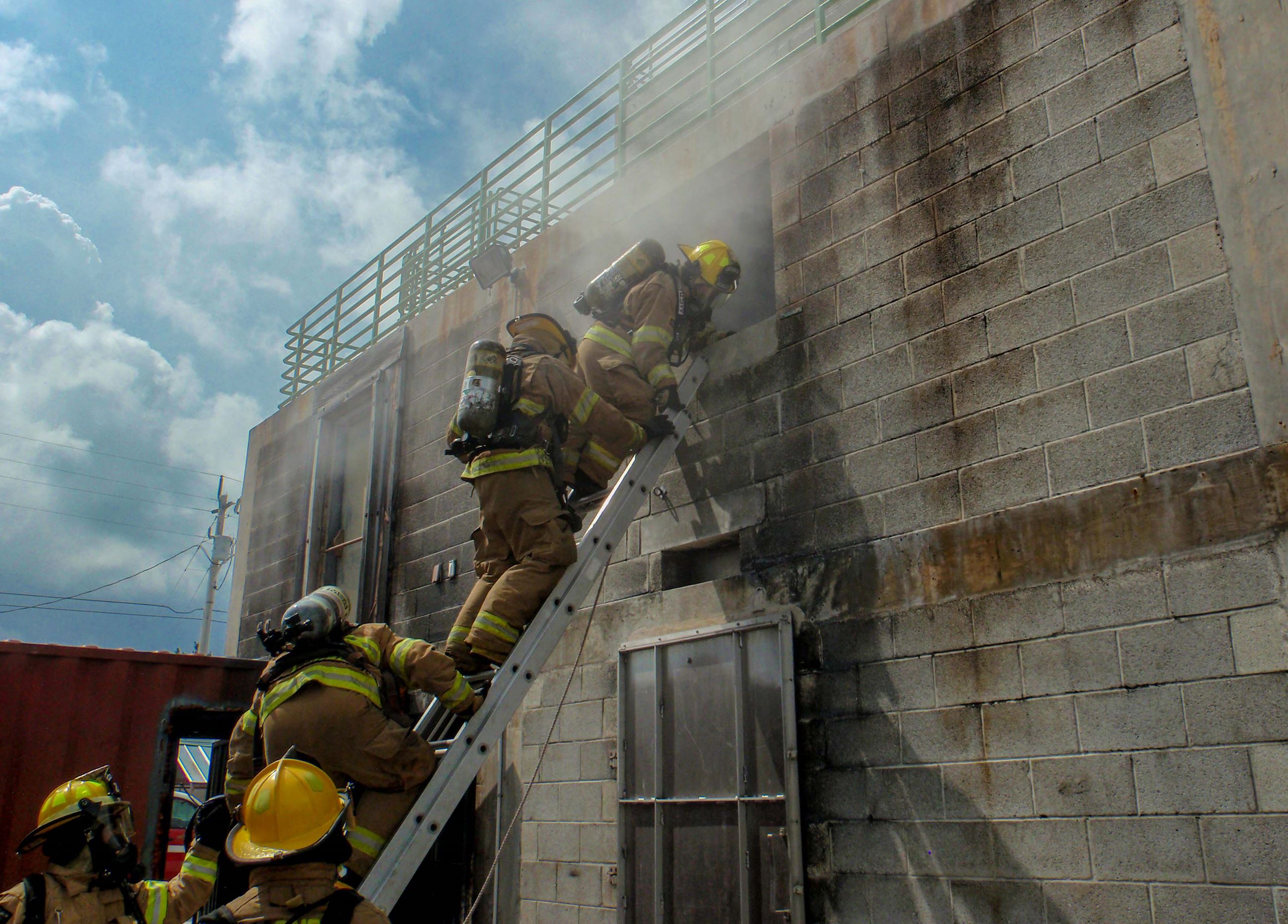 People training to become firefighters at Joe London Fire Rescue Training Academy LR-4
