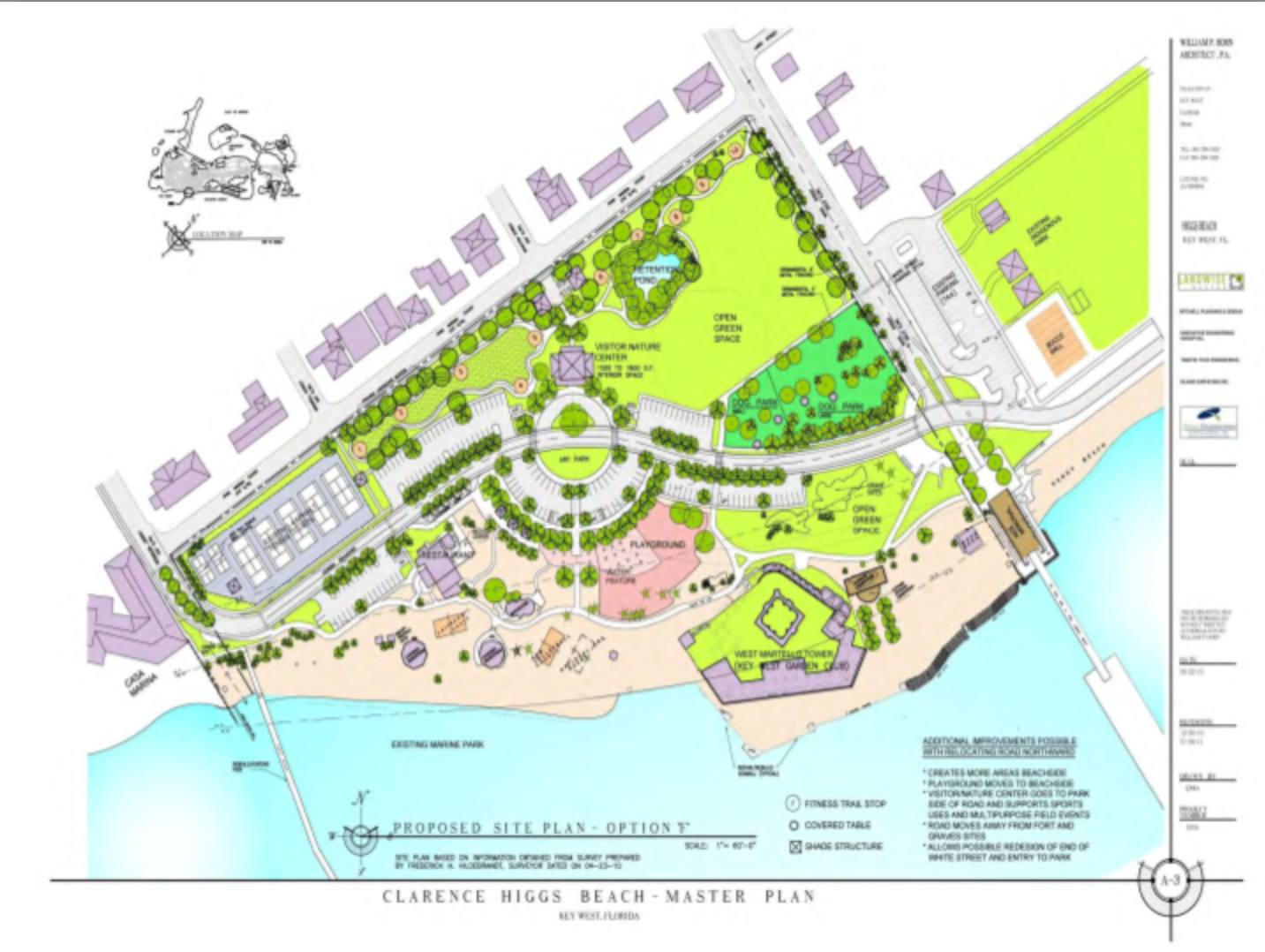 The conceptual drawing of Higgs Beach with walkways and green space